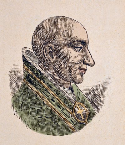Portræt af modpaven Christophore (ou Christophe, Christopher, Cristoforo, Christophorus) (903-904) af Italian School