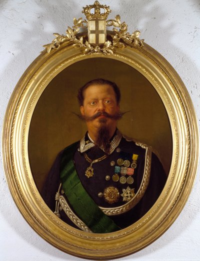 Portræt af kongen af Italien Vittorio Emanuele II (Victor Emmanuel) (Victor-Emmanuel) (1820-1870) Anonymt maleri. 1800-tallets privatsamling - Portræt af kongen af Italien, Victor Emanuel II (Vittorio Emanuele II) (1820-1870). Anonymt maleri af Italian School