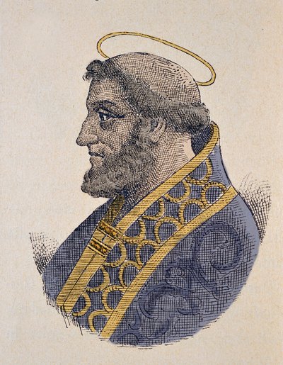 Portræt af paven Serge Ier (Sergius eller Sergio I) (687-701) af Italian School