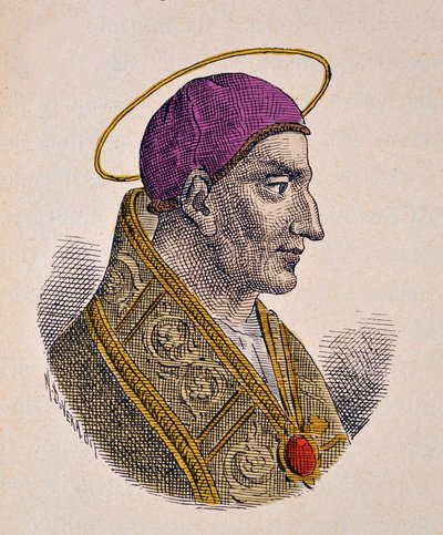 Portræt af paven Vitalien (Vitalianus eller Vitaliano) (657-672) af Italian School
