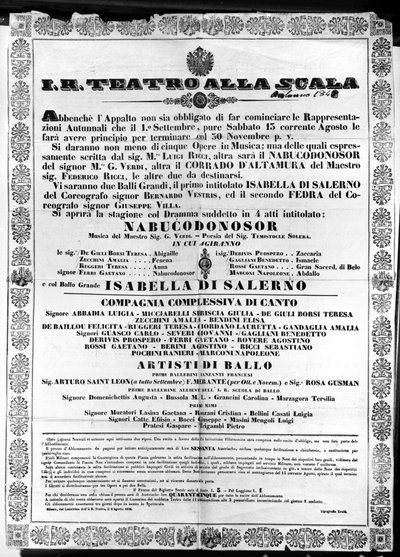 Plakat for I.R. Teatro alla Scala, 
