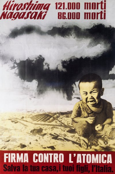 Plakat mod atombombe skabt af National Committee of Partisans of Peace af Italian School