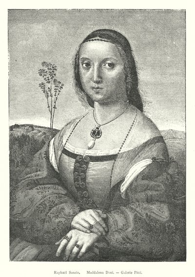 Raphael Sanzio, Maddalena Doni, Galerie Pitti (gravering) af Italian School