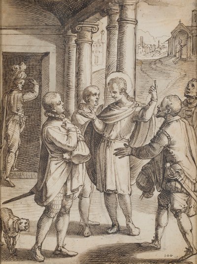 Religiøse scener (pen og blæk på papir) af Italian School
