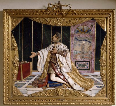 Repræsentation af Cosimo II de Medicis (1590-1621) (Cosimo II de Medici), storhertug af Toscana (Cosimo II af Medici, storhertug af Toscana) Højrelief af udskårne sten, guld og brillant (højrelief) 1617-1624 Firenze , Museo degli Argenti, kat 486 af Italian School