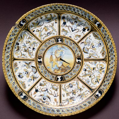 Repræsentation af de romerske helte Scaevola (Muzio Scevola) Keramisk plade produceret i Urbino, Italien. 1590 ca. Firenze, Bargello Nationalmuseum af Italian School
