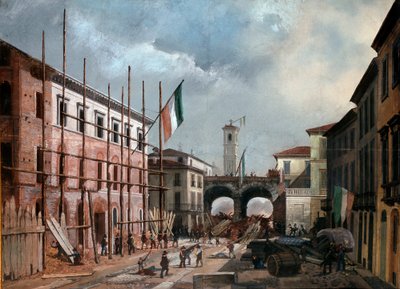Revolutioner i 1848, Fem dage i Milano: forsvar af Porta Nuovas bue den 19. marts (maleri af Italian School