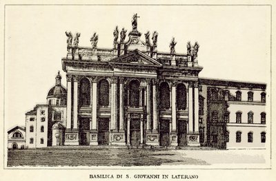 Rom: St. John Lateran-basilikaen (litho) af Italian School