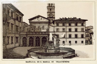 Rom: Basilica of S Maria In Trastevere (litho) af Italian School