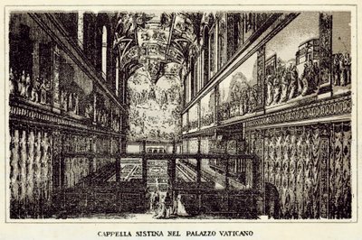 Rom: Det sixtinske kapel i Vatikanets palads (litho) af Italian School