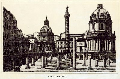 Rom: Trajano Forum (litho) af Italian School