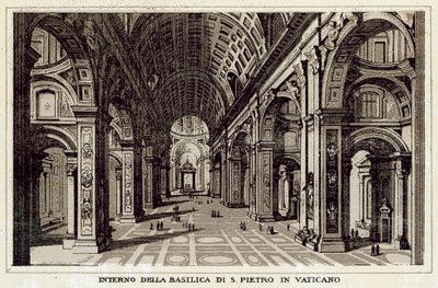 Rom: Interiør af Peterskirken i Vatikanet (litho) af Italian School