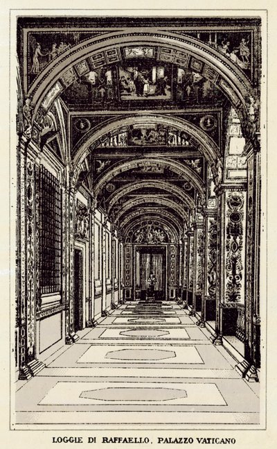 Rom: Loggie Di Raffaello, Vatikanets palads (litho) af Italian School