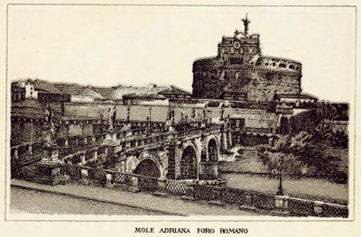 Rom: Mole Adriana Forum Romanum (litho) af Italian School