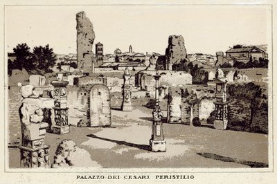 Rom: Palazzo Dei Cesari, Peristyle (litho) af Italian School