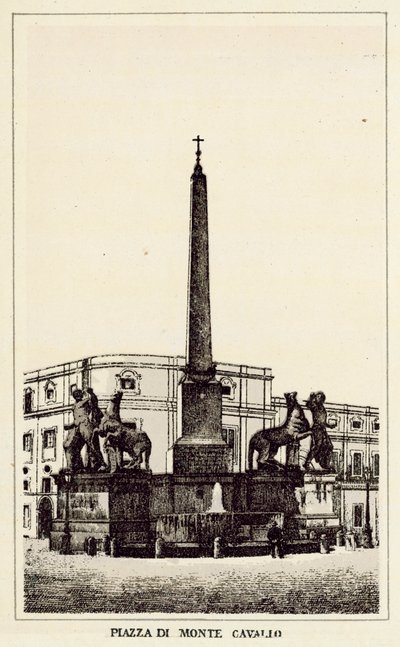 Rom: Monte Cavallo-pladsen (litho) af Italian School