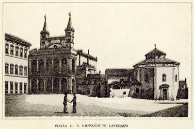 Rom: Piazza Di S Giovanni Laterano (litho) af Italian School