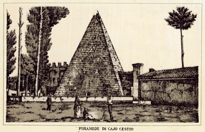 Rom: Cajo Cestio-pyramiden (litho) af Italian School