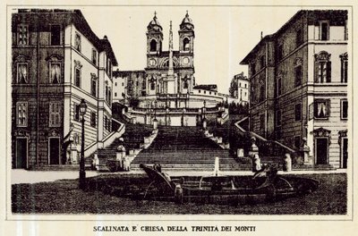 Rom: Trappe og kirke af Trinita Dei Monti (litho) af Italian School