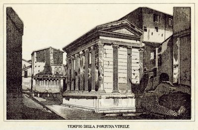 Rom: Temple of Virile Fortune (litho) af Italian School
