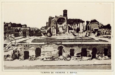 Rom: Venus og Roms tempel (litho) af Italian School