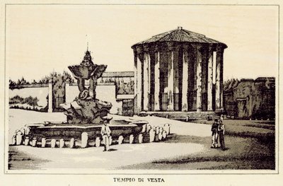 Rom: Vestas tempel (litho) af Italian School