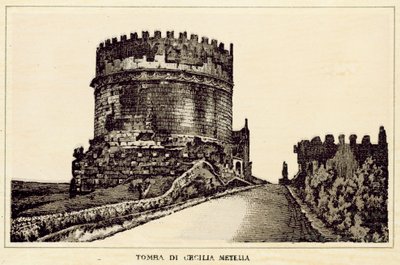 Rom: Cecilia Metellas grav (litho) af Italian School