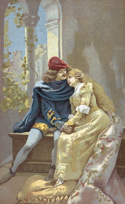 Romeo og Julie (farvelitografi) af Italian School