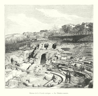 Ruinerne af det gamle Fiesole, Det romerske teater (gravering) af Italian School