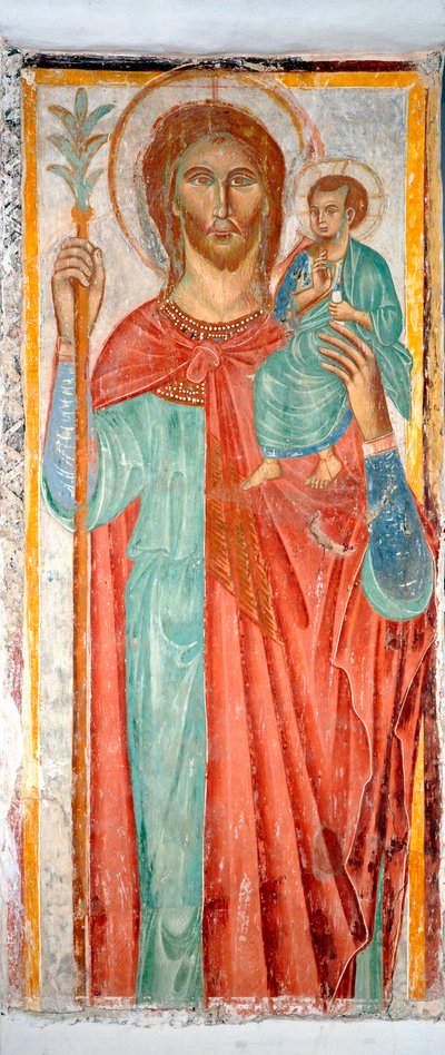 Saint Christopher Anonymous fresko Varazze fra det 14. århundrede, kapel på slottet Invrea, Italien af Italian School