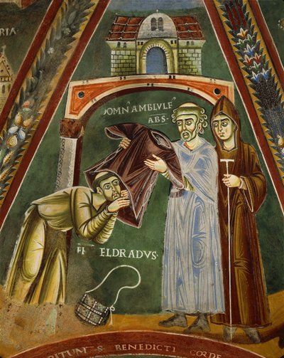 Saint Heldrad vender tilbage fra Santiago de Compostela, i kapellet St. Heldrad og Nicholas (fresco) af Italian School