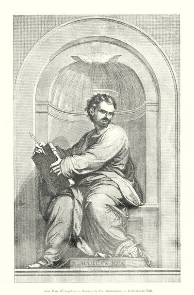 Sankt Markus evangelisten, Panel af Fra Bartolommeo, Pitti Collection (gravering) af Italian School
