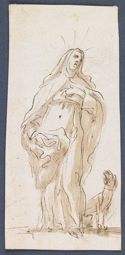 Saint Margaret of Cortona, slutningen af det 17. århundrede (pen & brunt blæk & vask over sort kridt) af Italian School
