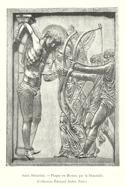 Saint Sebastien, Bronzeplade, af Donatello, Collection Edouard Andre, Paris (gravering) af Italian School