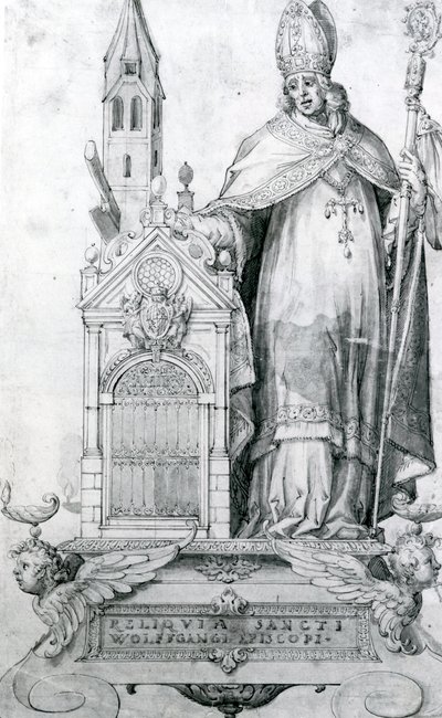 Sankt Wolfgang af Regensburg (ca. 934-994) (gravering) af Italian School