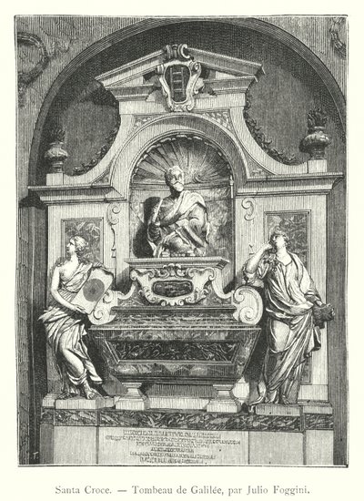 Santa Croce, Galilæas grav, af Julio Foggini (gravering) af Italian School