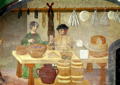 Sælgere af pølse og ost (fresco) af Italian School