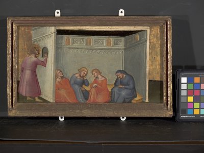 Scene fra The Legend of St. Nicholas (tempera og guld på træ) af Italian School