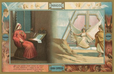 Scene fra Den guddommelige komedie af Dante (chromolitho) af Italian School