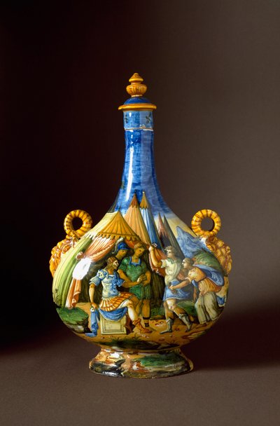 Scener fra Ovides Metamorfoser. Keramisk karaffel produceret i Urbino i værkstedet Fontana, Italien. Firenze fra det 16. århundrede, Museo Nazionale del Bargello af Italian School