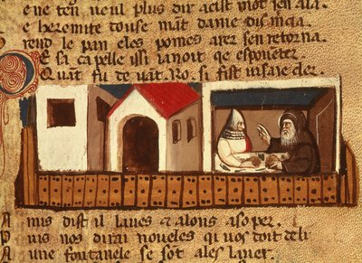 Søger asyl i et kloster, fra Codex Entree dEspagne af Italian School