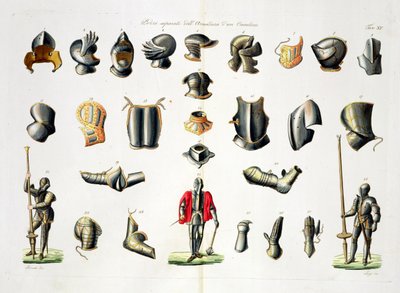 Separate Pieces of a Knights Armour, plade 15 fra The History of the Nations, indgraveret af G. Lago af Italian School