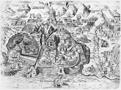 Belejring af Algier af Charles V (1500-58) i 1541 af Italian School