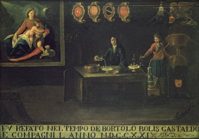 Tegn på Venetian Pharmacists Guild, 1729 (panel) af Italian School