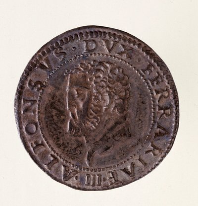 Sølvmønt (stort hoved) fra Ferrara (Ferrara): hertug Alfonso II d
