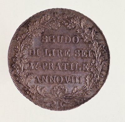 Sølv ECU fra Milano. 16/06/1800. Diam. 3,9 cm Napoli, arkæologisk museum af Italian School