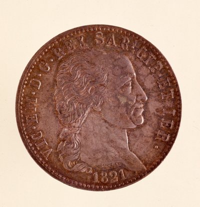 Italiensk sølvmønt (ecu) fra Sardiniens rige: Vittorio Emanuele I