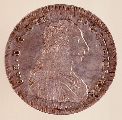 Sølv Piastra fra Napoli: Karl III af Spaniens regeringstid (1716-1788) og portræt. 1750. Diameter. 4 cm Napoli, arkæologisk museum af Italian School