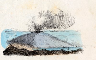 Dampende eller hvilende vulkan, Litografi Corbetta, Milano af Italian School