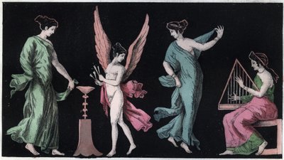 Bacchae - Bacchanterne - indgravering fra "" Skikke og traditioner for alle folk i universet. Det vil sige historien om regeringen, lovene, militsen, om alle nationers religion fra de fjerneste tider til i dag "1856 af Italian School